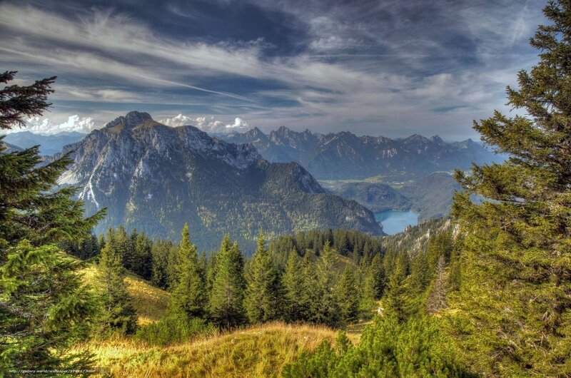Mountain Range with Lake — Green, Dramatic, Afternoon
