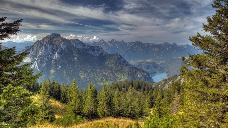Mountain Range with Lake — Green, Dramatic
