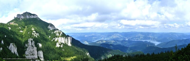 Mountain Range with Lake — Green, Serene, Afternoon, Photograph