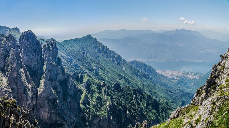 Mountain Range with Lake — Green, Serene, Afternoon