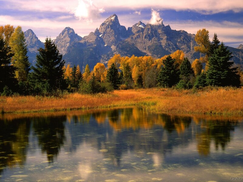 Mountain Range with Lake — Orange, Serene
