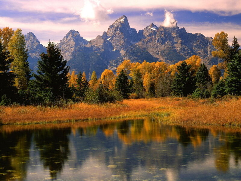 Mountain Range with Lake — Orange