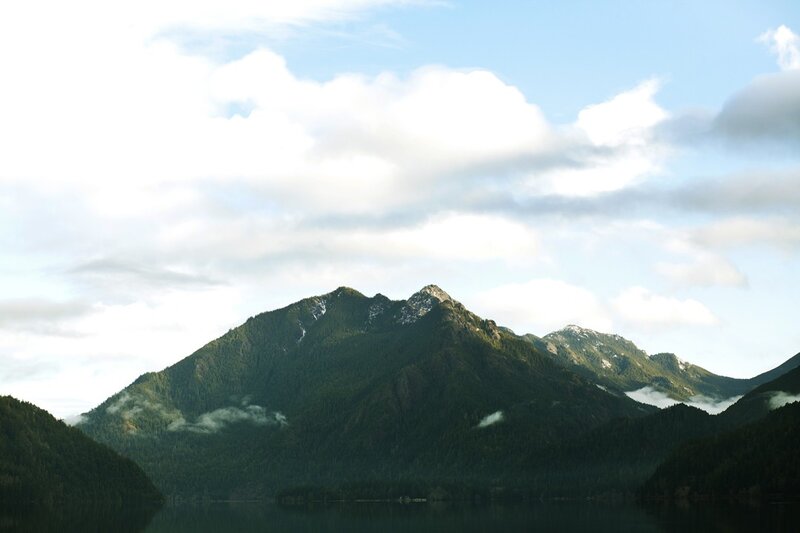 Mountain range with lake