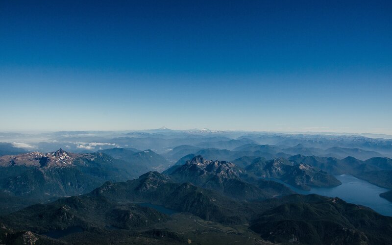 mountain range with lake view