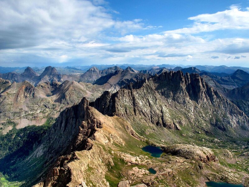 Mountain Range with Lakes — Blue, Dramatic, Afternoon