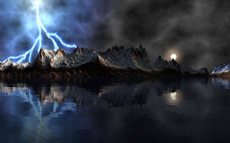 Mountain Range with Lightning