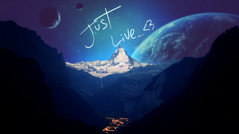 Mountain Range with Planet — Blue, Dramatic, Night