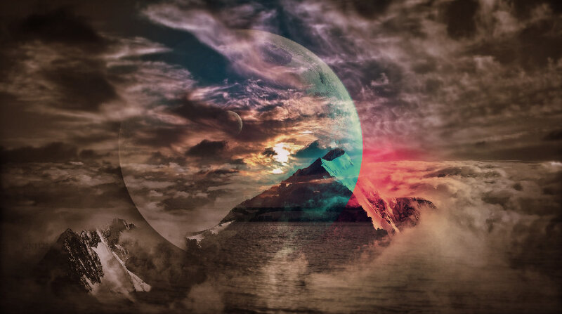 Mountain Range with Planet — Brown