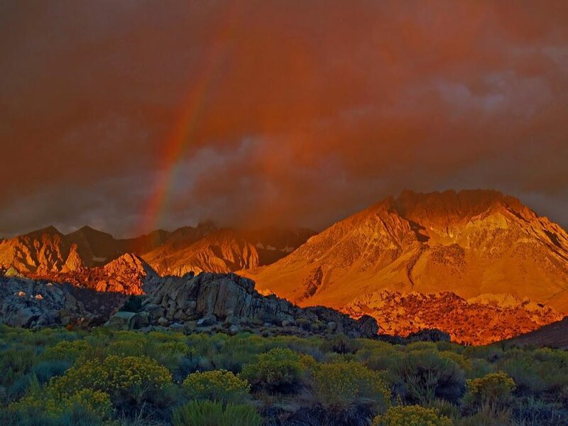 Mountain Range with Rainbow