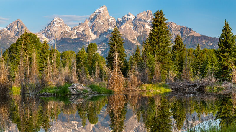 Mountain Range with Reflection — Blue