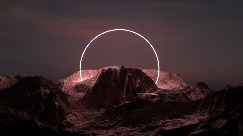 Mountain Range with Ring — Purple