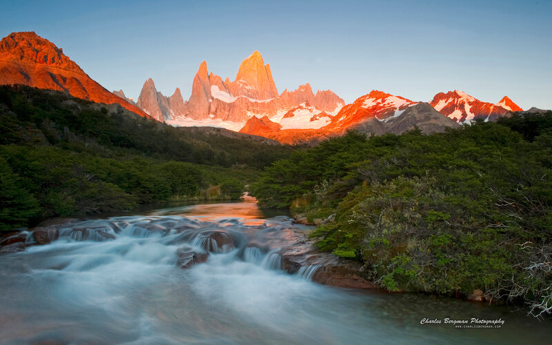 Mountain Range with River — Blue, Serene, Sunrise