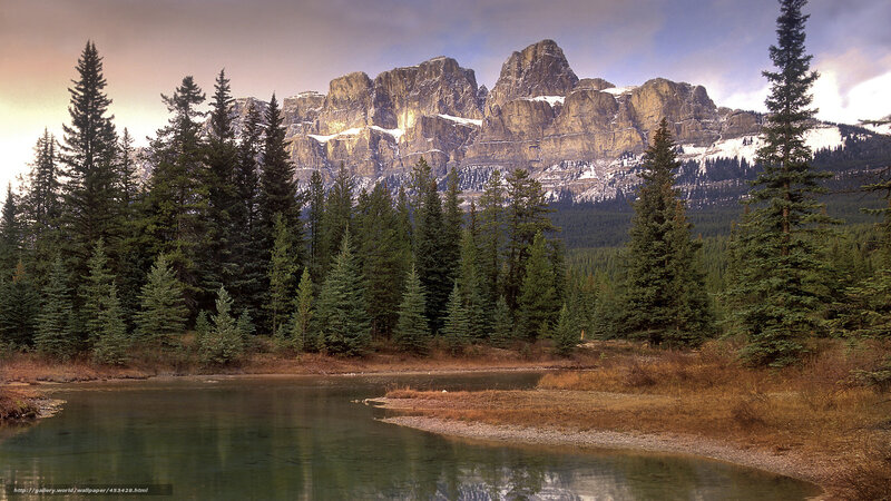 Mountain Range with River — Green, Serene, Sunset