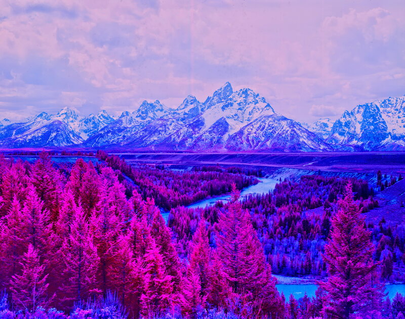 Mountain Range with River — Purple, Dramatic