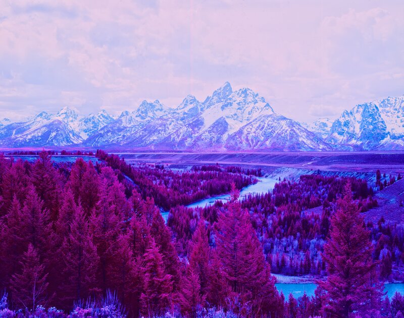 Mountain Range with River — Purple, Serene