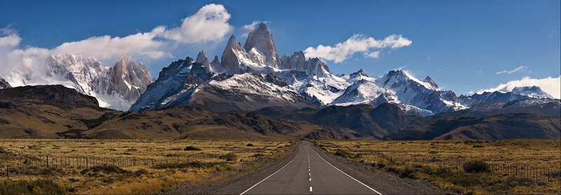 Mountain Range with Road — Blue, Dramatic, Afternoon