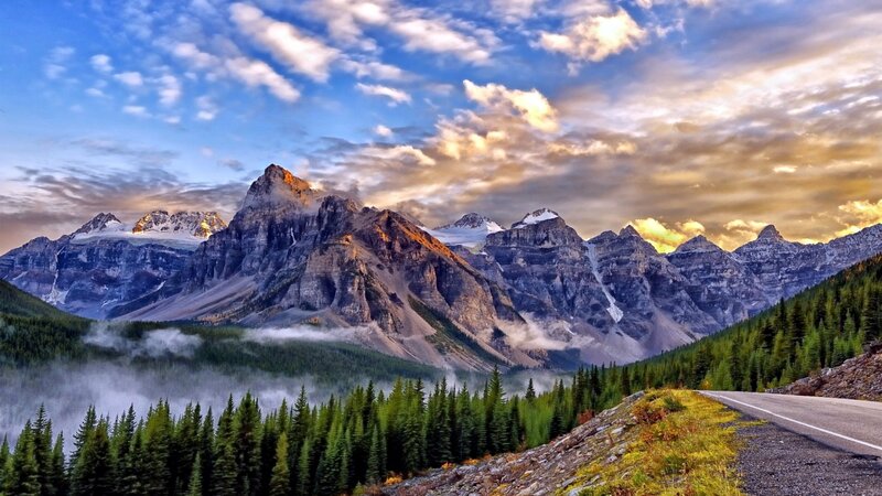 Mountain Range with Road — Blue, Dramatic, Sunrise