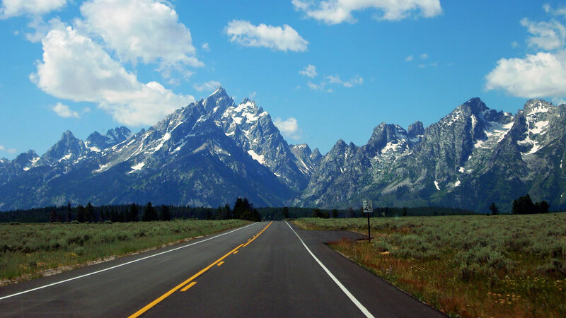Mountain Range with Road — Blue, Serene, Afternoon