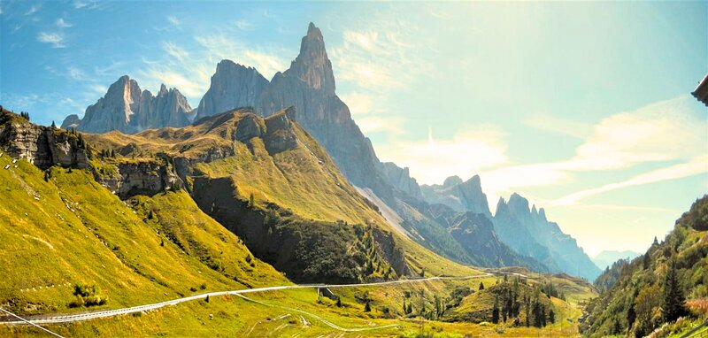 Mountain Range with Road — Green, Serene