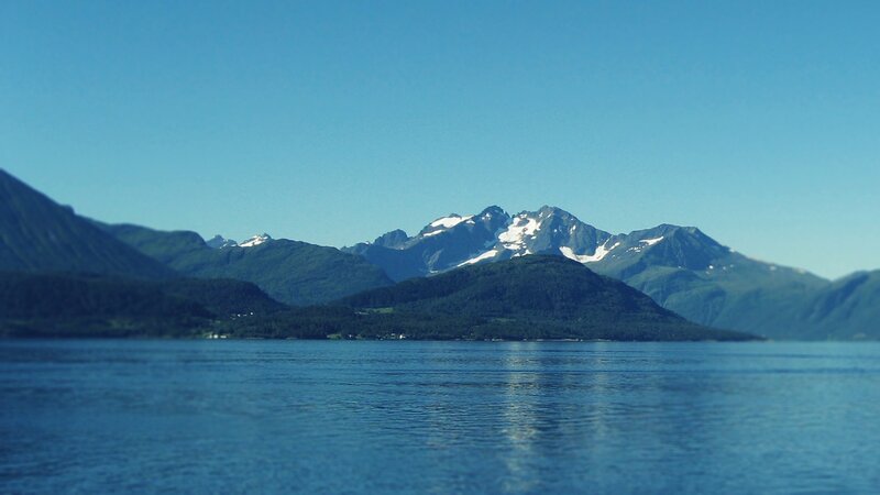 Mountain Range with Snow — Blue, Serene, Afternoon, Photograph, Mountains