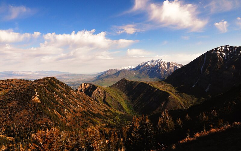 Mountain Range with Snow — Blue, Serene, Afternoon, Photograph, Snow-capped Peaks, Valley