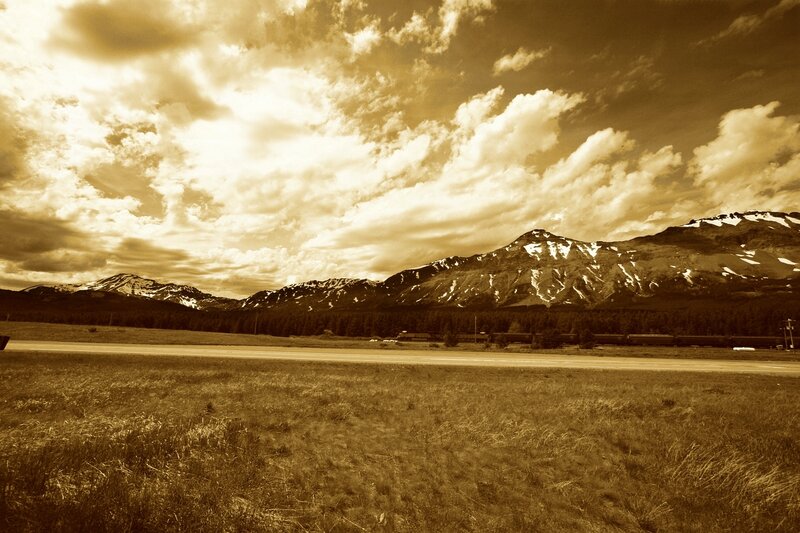 Mountain Range with Snow — Brown