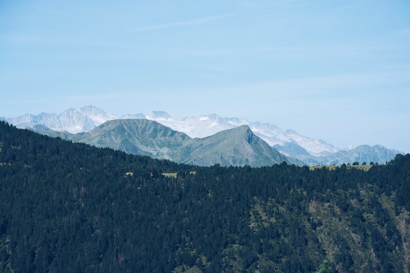 Mountain range with snow-capped peaks
