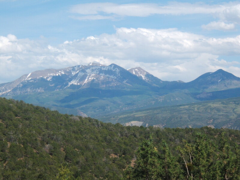 mountain range with snow-capped peaks