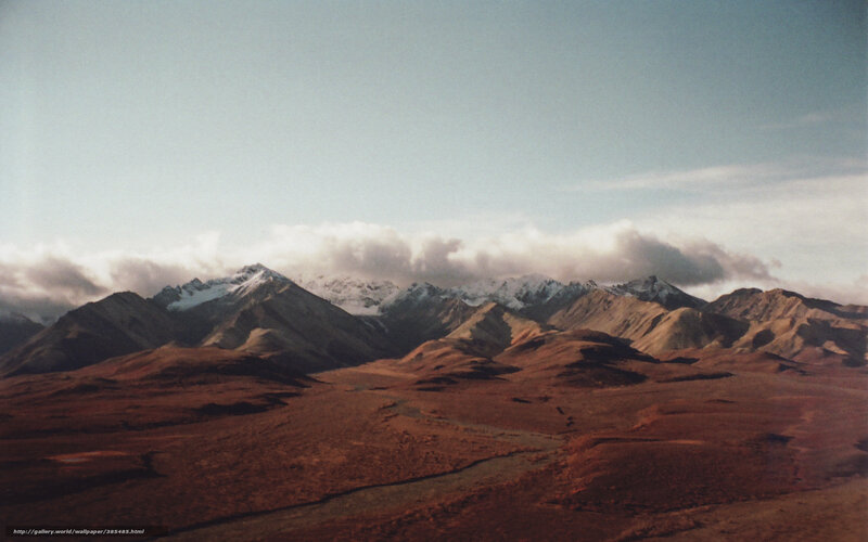 Mountain range with snow-capped peaks
