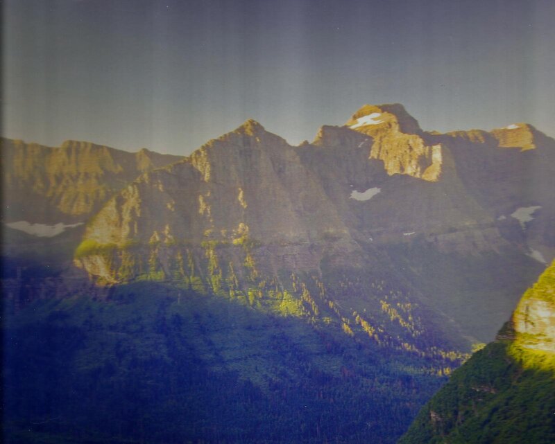 Mountain Range with Snow — Green, Dramatic, Sunset
