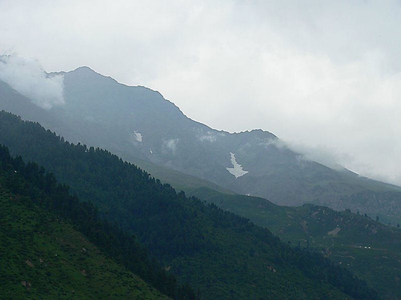Mountain Range with Snow — Green, Overcast