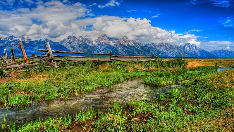 Mountain Range with Stream