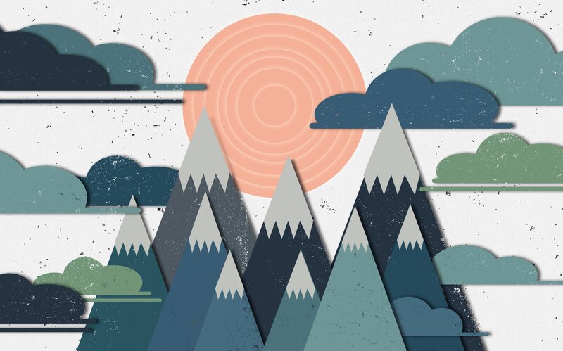 Mountain Range with Sun