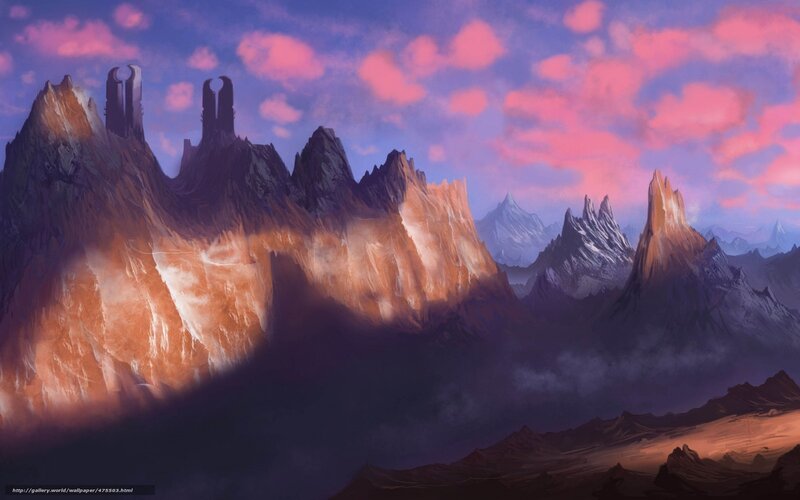 Mountain Range with Towers
