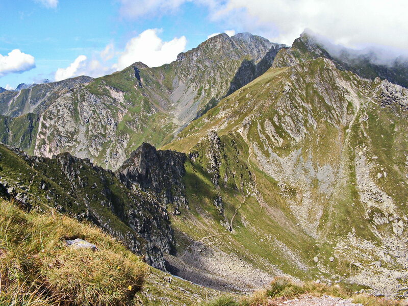 Mountain Range with Trail — Green
