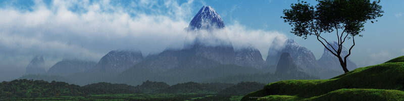 Mountain Range with Tree