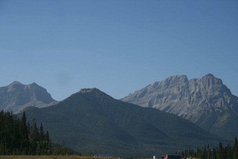 Mountain Range with Trees — Blue, Serene, Afternoon, Photograph, Road