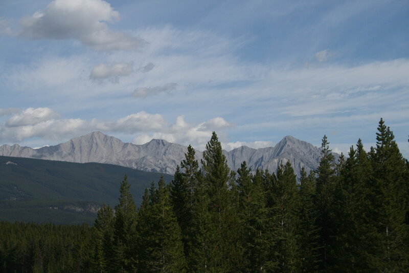 Mountain Range with Trees — Green, Serene, Afternoon, Photograph, Clouds, Mountains