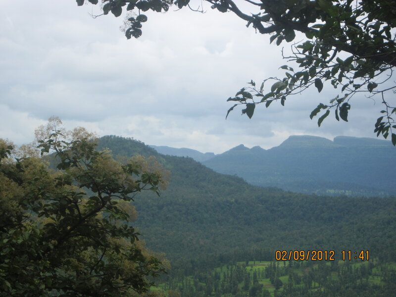 Mountain Range with Trees — Green, Serene, Morning, Photograph