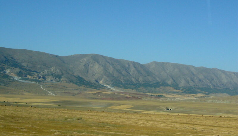 mountain range with tunnel