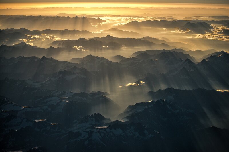 Mountain Ranges at Sunrise — Gold