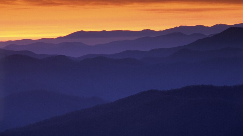 Mountain ranges at sunset