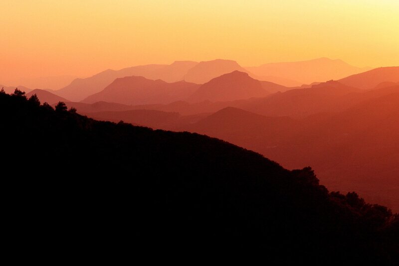 Mountain ranges at sunset