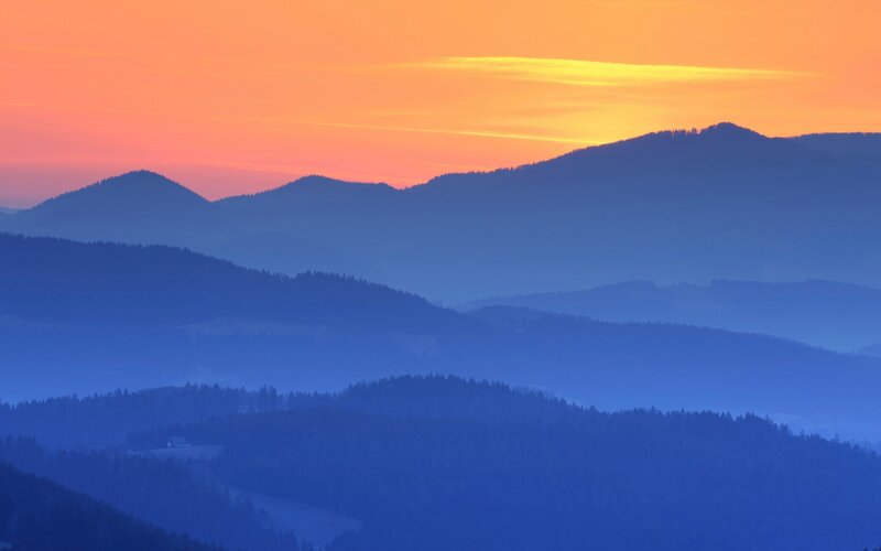 Mountain Ranges at Sunset — Orange