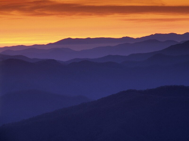 Mountain ranges at sunset