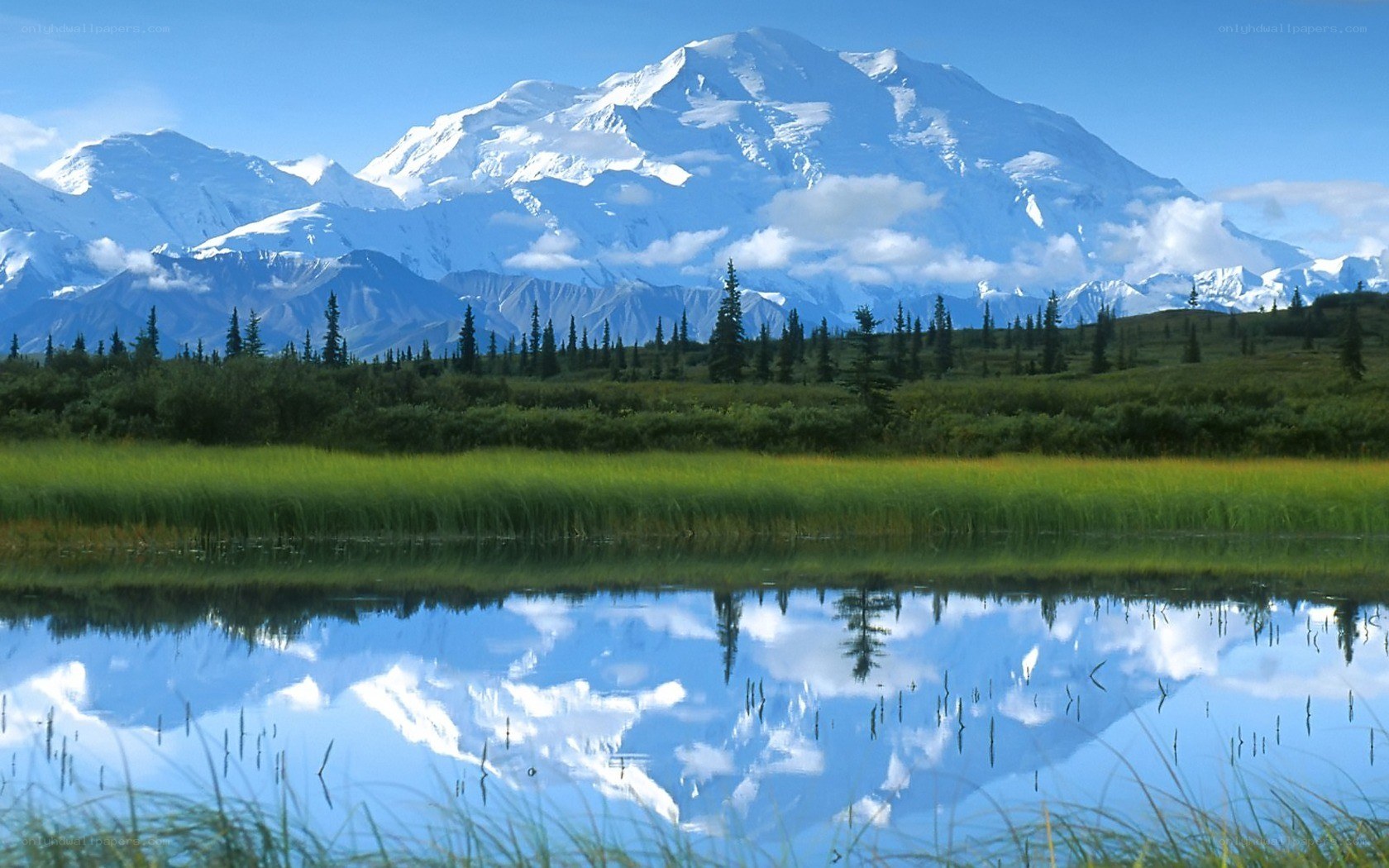 Mountain reflected in a calm lake