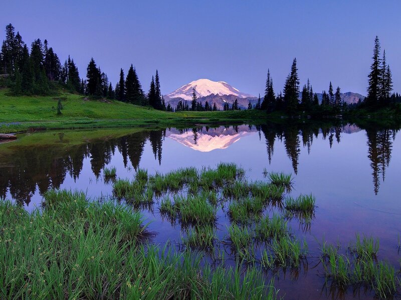 Mountain reflected in a calm lake