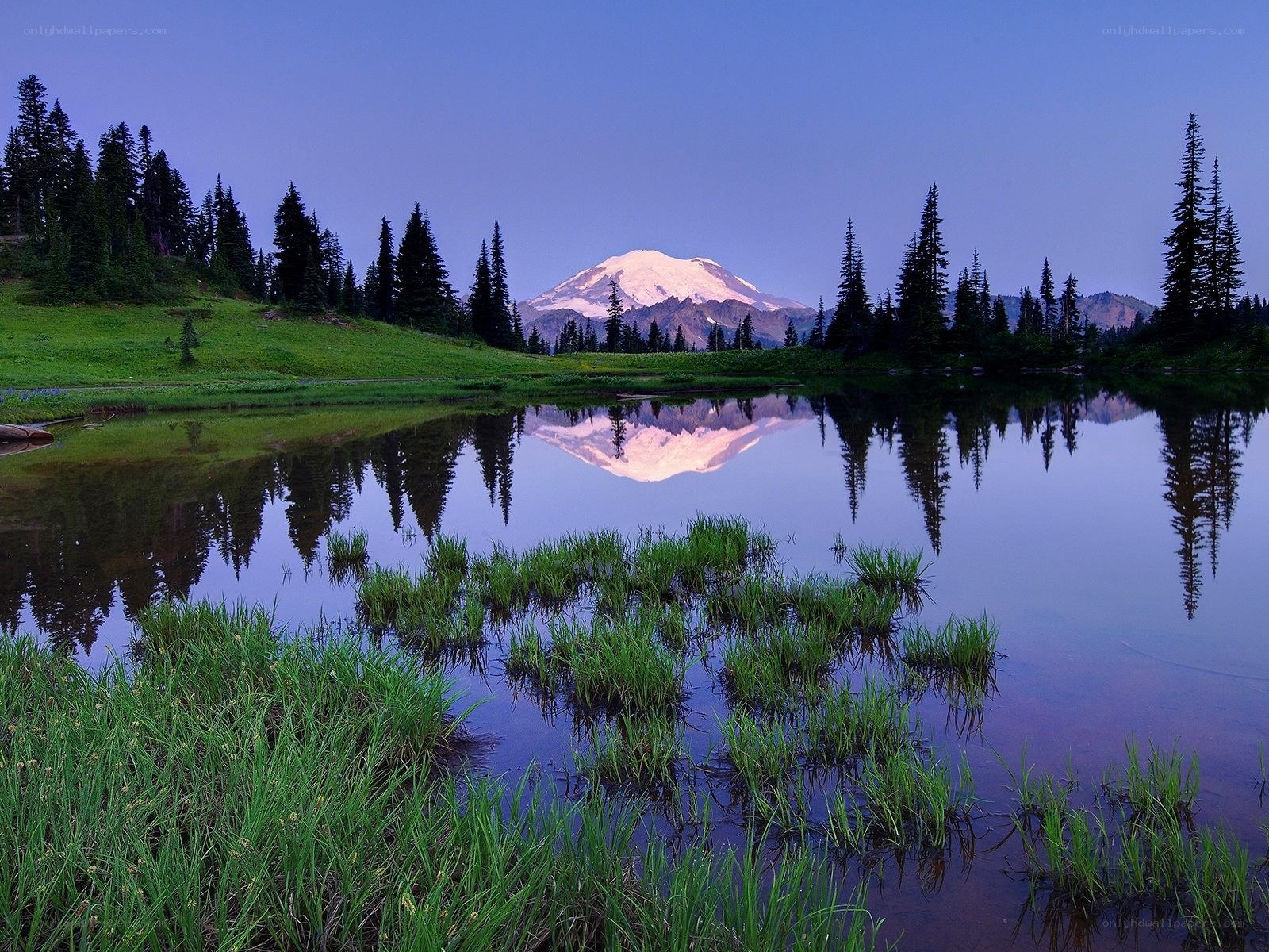 Mountain reflected in a calm lake