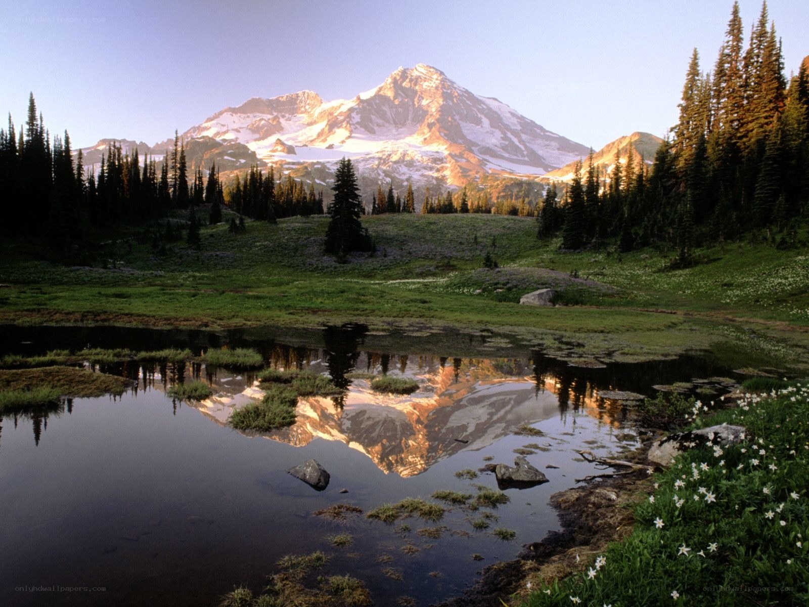 Mountain reflected in a calm lake