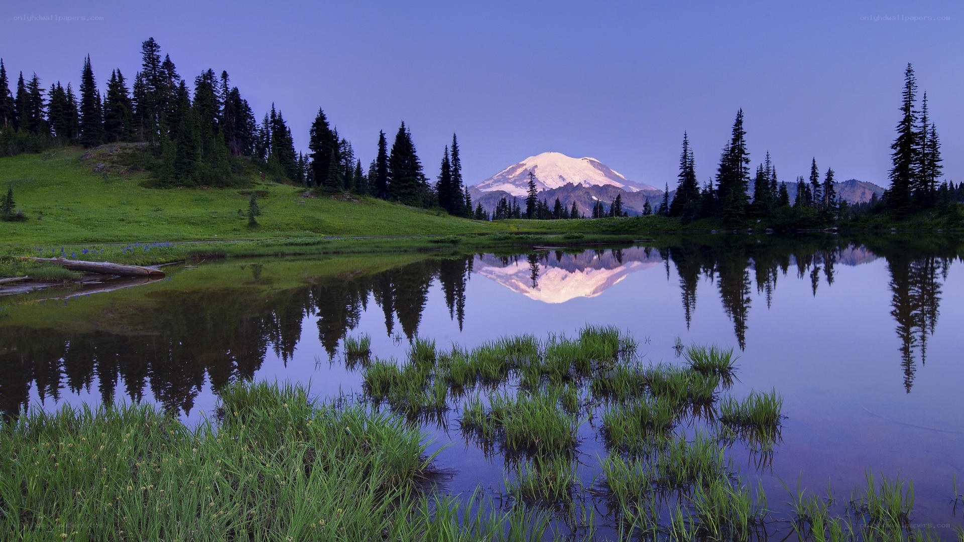 Mountain reflected in a calm lake